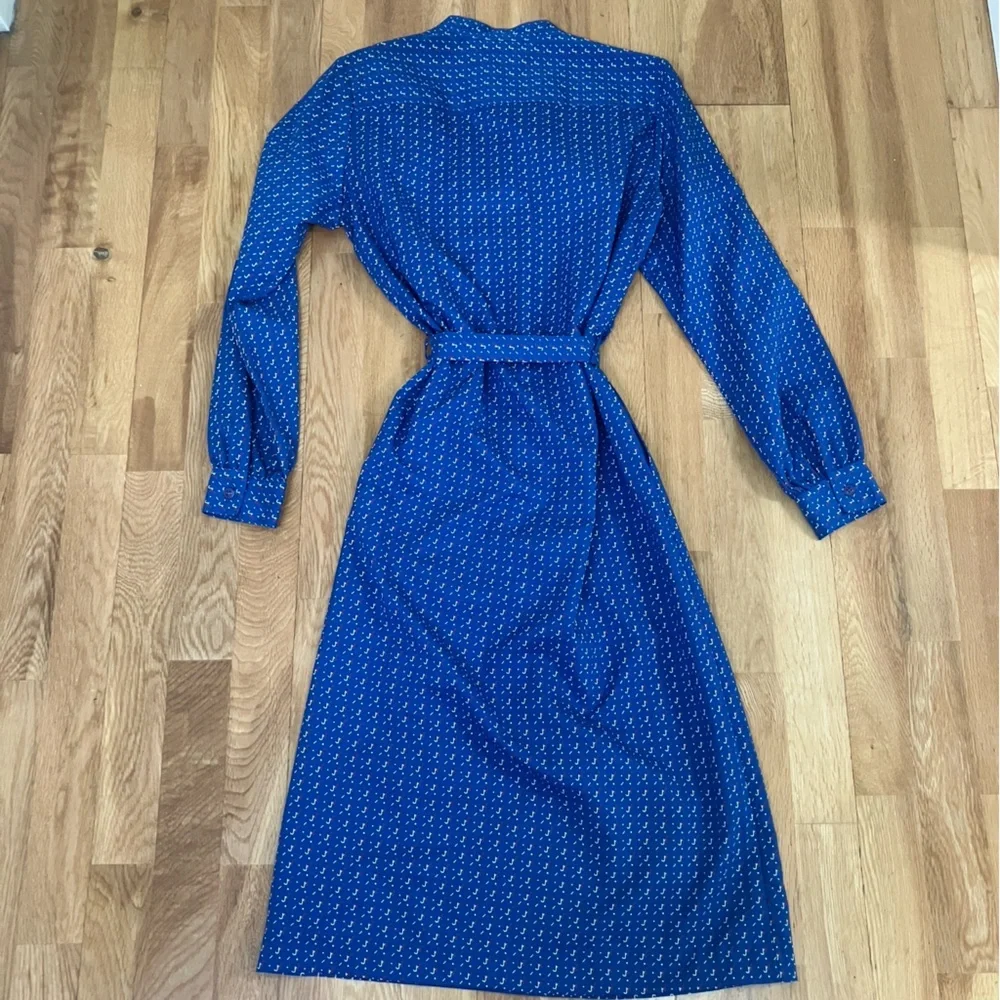 Vintage Raoul Elegant Patterned Blue Women's Dress - Picture 8 of 11